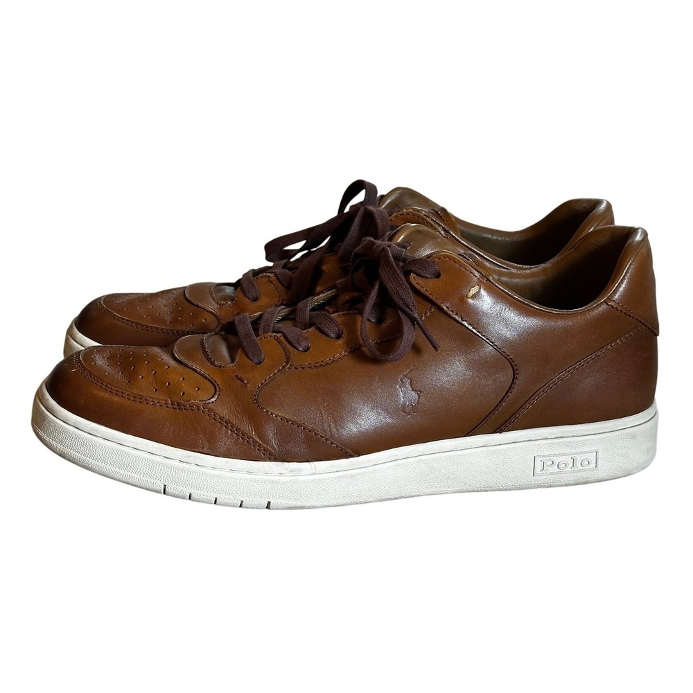 Polo Ralph Lauren Brown Leather CRT Lux Low Top Sneakers Men's 13